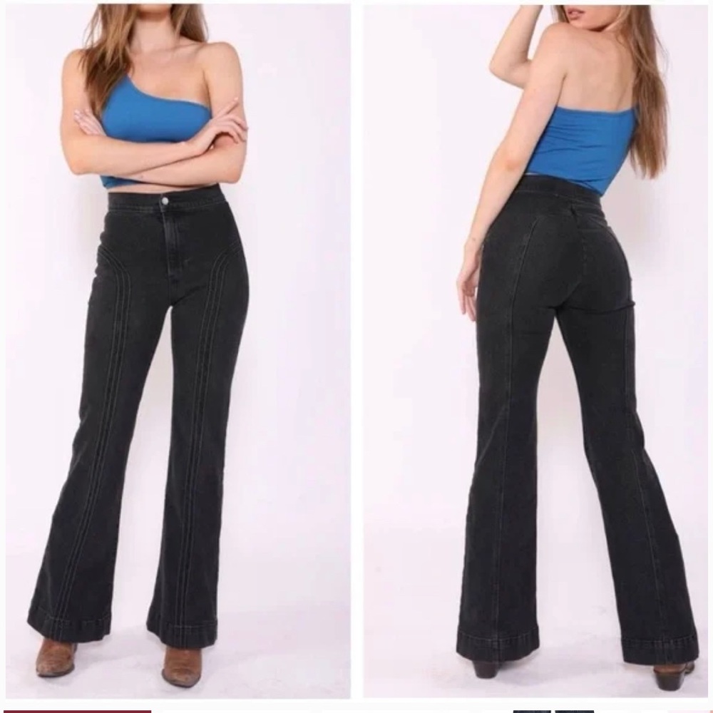 Revice Denim Black Rollergirl Flare Jeans Size 25